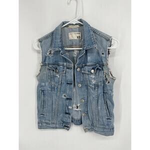 Rag & Bone/Jean Denim Trucker Style Vest with Distressing Size XS